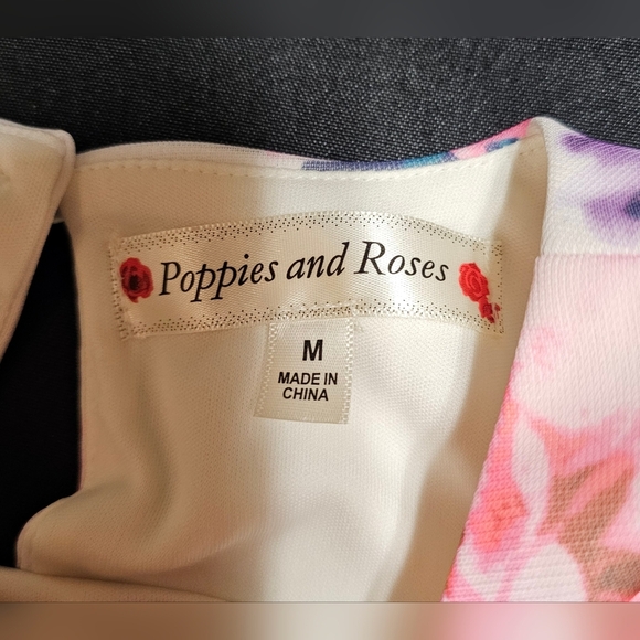 Girls Poppies & Roses Cute Maxi Dress Sz Medium White Floral Off Shoulder - Picture 5 of 9